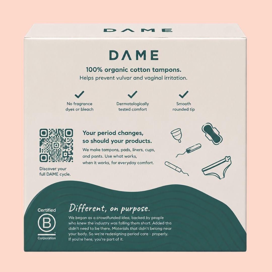 DAME | Organic Non Applicator Cotton Super Plus Tampons Value Pack