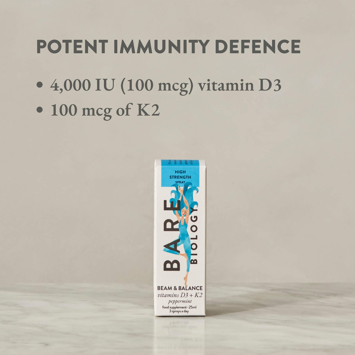 BARE BIOLOGY Vitamin D3 with Vitamin K2 Spray